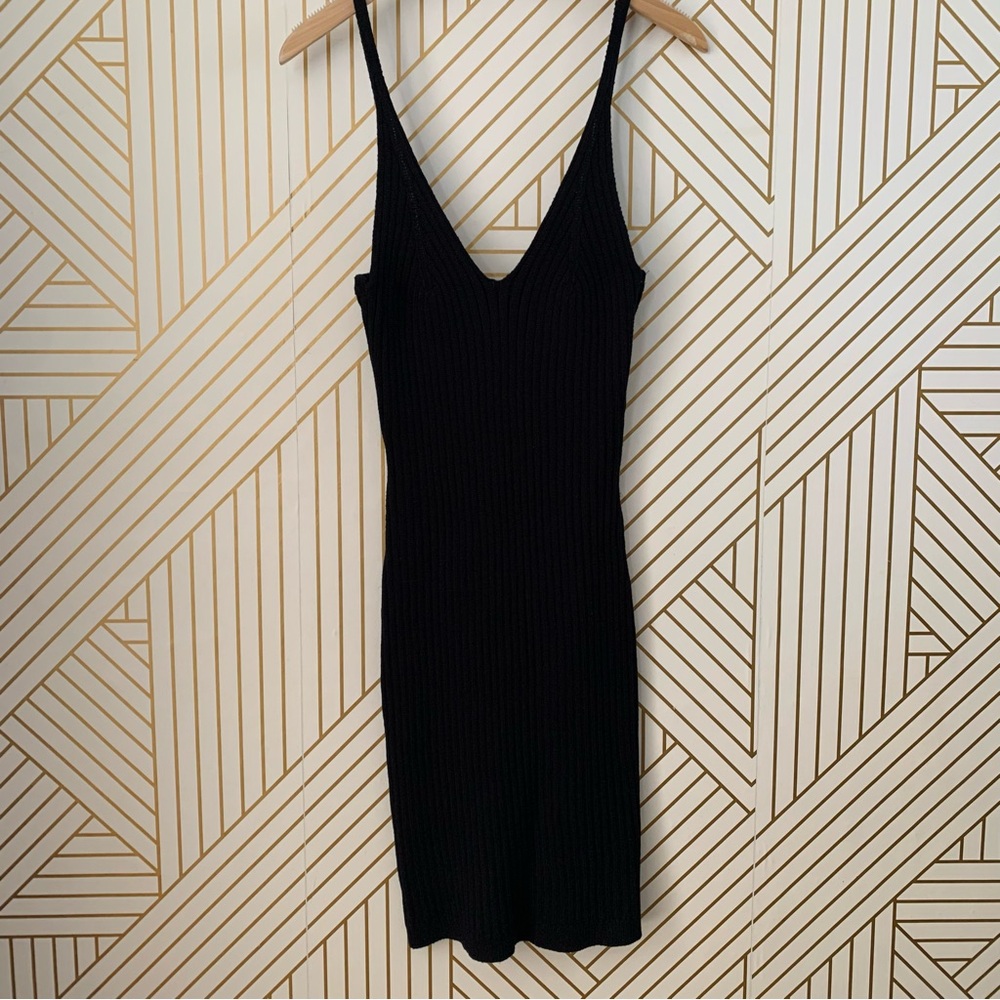 Dee Elly Dress Sweater dress ribbed Knit plunging neckline v neck cotton blend S